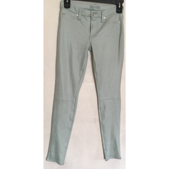 [7 for all Mankind] mint faux leather 5 pocket - Picture 3 of 10